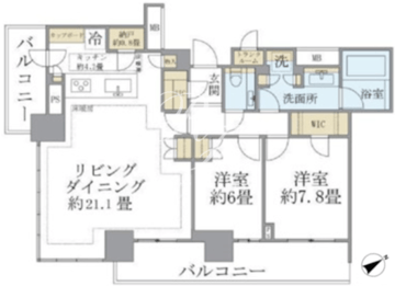 ブリリアタワー浜離宮 2106 間取り図