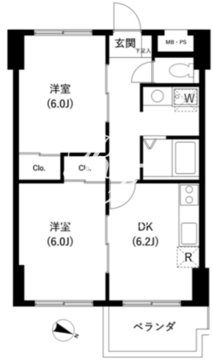 サンセゾンＩ 406 間取り図
