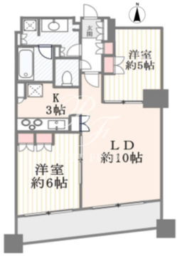 ザ・パークハウス西新宿タワー60 19階56.39㎡ 間取り図