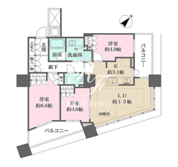 ザ・パークハウス西新宿タワー60 3901 間取り図