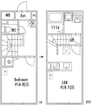 パセオ下北沢代沢2 102 間取り図