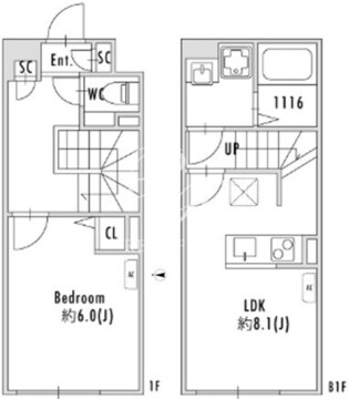 パセオ下北沢代沢2 104 間取り図