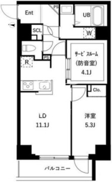 グローリオシェルト上野御徒町 302 間取り図