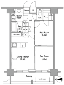 コンフォリア下北沢 104 間取り図