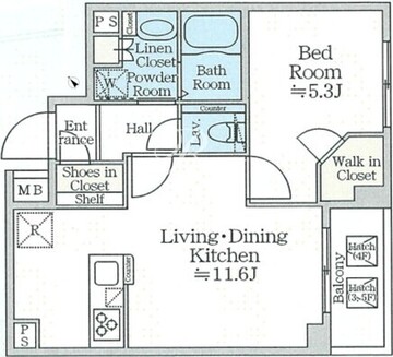 アイルプレミアム月島ドゥーエ 201 間取り図