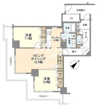 トルナーレ日本橋浜町 1910 間取り図