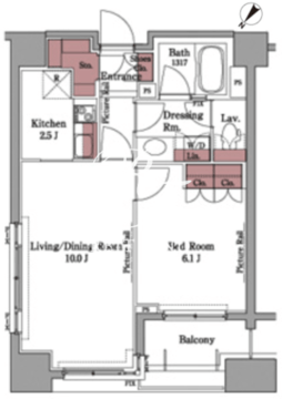 パークアクシス白金台 707 間取り図