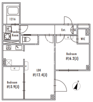 グランパセオ目黒花房山 101 間取り図