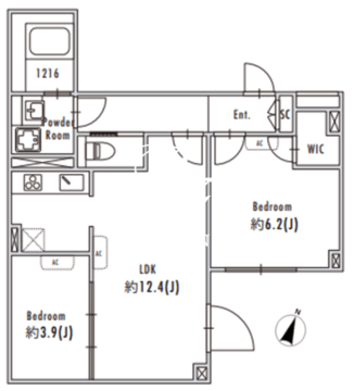 グランパセオ目黒花房山 501 間取り図