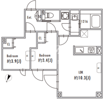 グランパセオ目黒花房山 302 間取り図