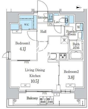 デュオフラッツ浅草蔵前 202 間取り図
