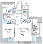 デュオフラッツ浅草蔵前 701 間取り図