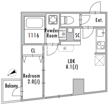 グランパセオ上野毛 201 間取り図