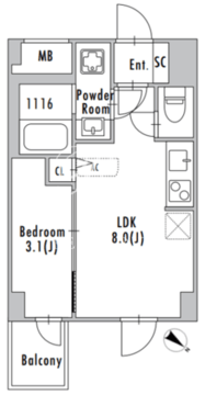 グランパセオ上野毛 403 間取り図