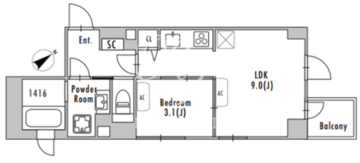 グランパセオ上野毛 404 間取り図
