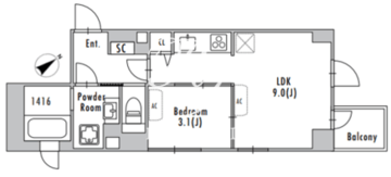 グランパセオ上野毛 305 間取り図