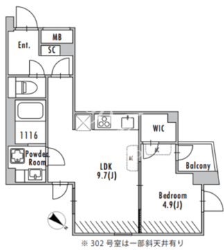 グランパセオ上野毛 302 間取り図