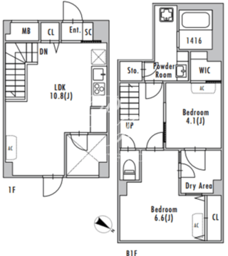 グランパセオ上野毛 103 間取り図