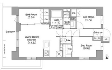 コンフォリア・リヴ大森西 501 間取り図