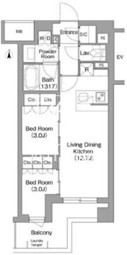 コンフォリア・リヴ大森西 311 間取り図