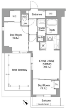 コンフォリア・リヴ豊洲キャナル 606 間取り図