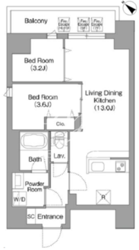 コンフォリア・リヴ豊洲キャナル 906 間取り図