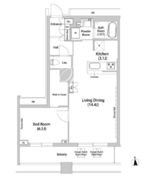 品川ハートビュータワー 1805 間取り図
