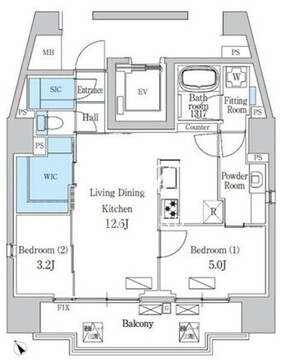デュオフラッツ品川戸越 1301 間取り図