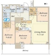 晴海フラッグ PARK-T-33階71.45㎡ 間取り図