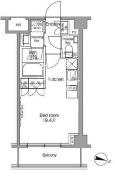 ディームス麻布狸穴町 405 間取り図