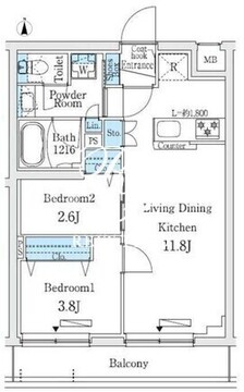 プライムブリス中野富士見町1 202 間取り図