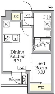 アジールコート三宿テラス 412 間取り図