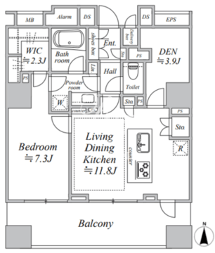 ザ・パークハウス大森タワー 1203 間取り図