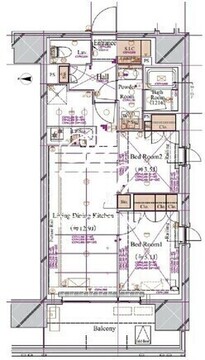 ブランシエスタ浅草蔵前 1201 間取り図