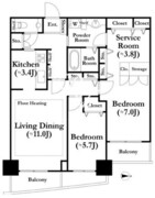 河田町ガーデン 1-1804 間取り図