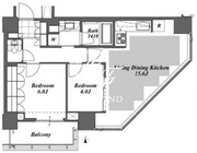 ブリリアイストタワー勝どき 22階60.62㎡ 間取り図