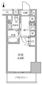 レジディア蒲田4 507 間取り図