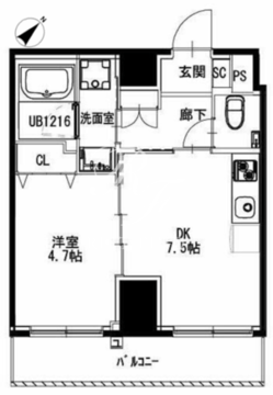 市ヶ谷仲之町ヒルズ N-203 間取り図