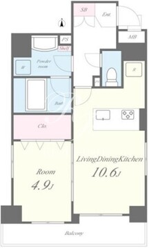 シャルム勝どき 802 間取り図