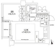 カスタリア麻布十番 305 間取り図