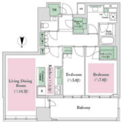 ザ・パークハウス白金二丁目タワー 13階75.87㎡ 間取り図