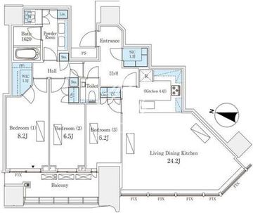 パークコート渋谷ザタワー 3307 間取り図