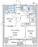 デュオフラッツ浅草蔵前 802 間取り図