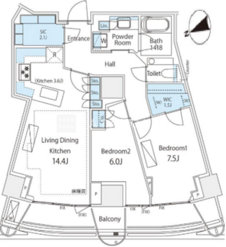パークコート神宮北参道ザタワー 1805 間取り図