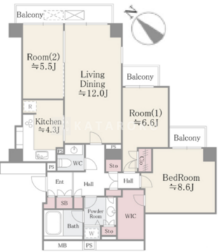 小石川パークタワー 704 間取り図