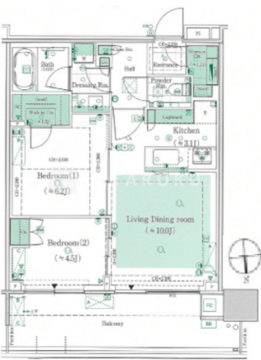 晴海フラッグ 3414 間取り図