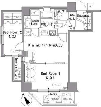 パークアクシス門前仲町 501 間取り図