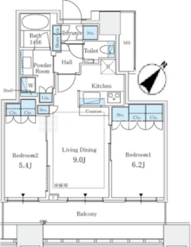キャピタルゲートプレイス T-1203 間取り図