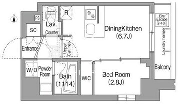 コンフォリア・リヴ新中野サウス 804 間取り図