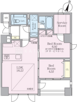 SELENE御殿山 201 間取り図